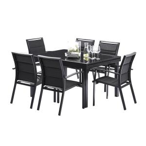 Salón de jardín de aluminio negro 6/10 pers.