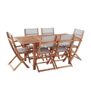 Salón de jardín de madera de acacia maciza  6 pers.
