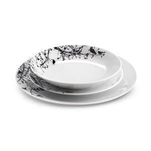 Servicio de vajilla de 18 piezas Porcelena Blanco y Negro