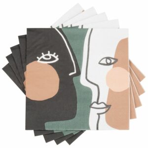 Servilletas de papel con rostros estampados multicolores (x…
