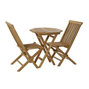 Set 1 mesa y 2 sillas teca natural marron  60x60x75cm