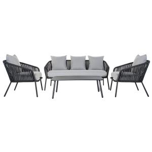 Set 1 sofa, 2 sillones y 1 mesa de aluminio y poliester 151…