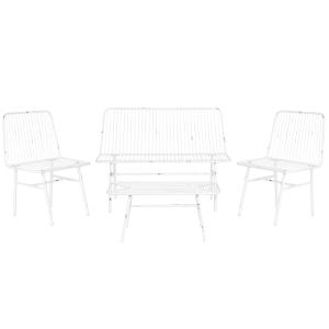 Set 1 sofa, 2 sillones y 1 mesa de metal en blanco 115x53x8…