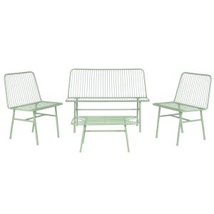 Set 1 sofa, 2 sillones y 1 mesa de metal en verde menta 115…