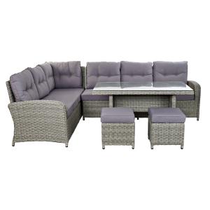 Set 1 sofa, 2 taburetes y 1 mesa de ratan sintetico 267x204…