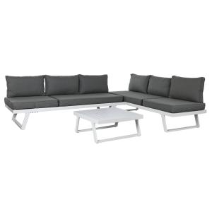 Set 1 sofa y mesa de centro de poliester y metal en gris 13…