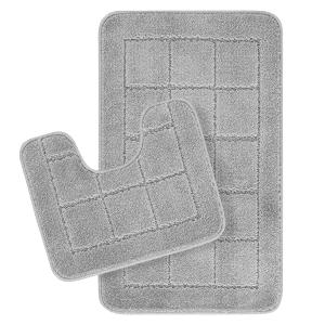 Set 2 alfombras de baño antideslizante lavable gris 80x50/4…