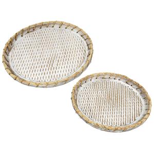 Set 2 bandejas madera natural 35x35x4cm