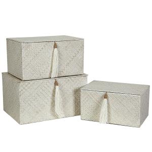 Set 2 cajas fibras naturales negro 36x26x17cm