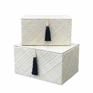 Set 2 cajas rectangulares pandan beige