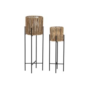 Set 2 macetero fibra metal 23x23x76,5cm
