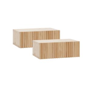 Set 2 mesitas de noche de madera maciza flotante natural 40…