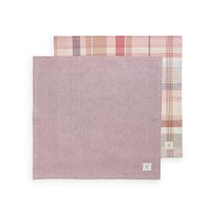 Set 2 servilletas lisa y cuadros rosa 45x45