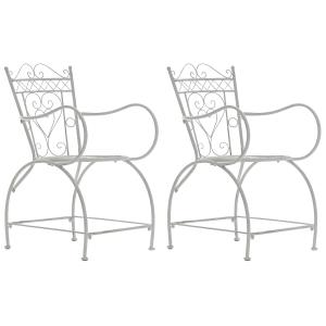 Set 2 sillas de exterior con reposabrazos en Metal Blanco a…