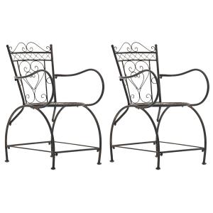 Set 2 sillas de exterior con reposabrazos en Metal Bronce