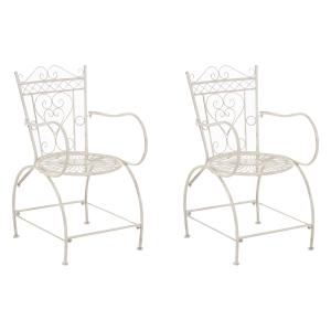 Set 2 sillas de exterior con reposabrazos en Metal Crema an…