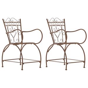 Set 2 sillas de exterior con reposabrazos en Metal Marrón a…
