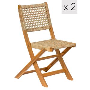 Set 2 sillas de jardin en madera de acacia y cuerda