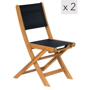 Set 2 sillas de jardin en madera de acacia y textileno