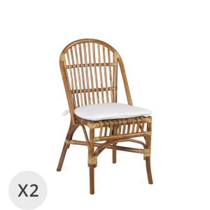 Set 2 sillas de ratán marrón