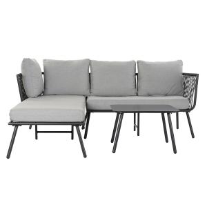 Set 2 sofa poliester negro aluminio 196x170x86cm