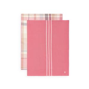 Set 2 trapos algodón rayas y cuadros rosa 50x70
