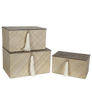 Set 3 cajas pandanus beige 38x28x38cm