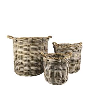 Set 3 cestas de ratán y cuerda d. 40 cm
