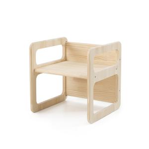 Set 3 sillas madera pino en color natural Montessori.