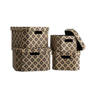 Set 4 cajas pandanus beige negro 36x36x22cm