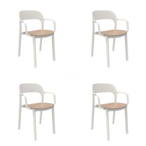 Set 4 silla de polipropileno en blanco y arena 56,8x52,1x79…