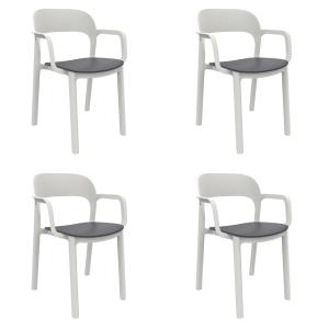 Set 4 silla   de polipropileno en blanco y gris oscuro 56,8…