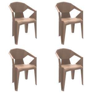 Set 4 silla  exterior de polipropileno en arena 53,8x55x80,…