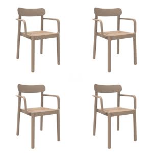 Set 4 silla  exterior de polipropileno en arena 56,1x53,5x8…