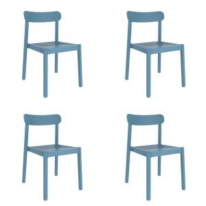 Set 4 silla exterior de polipropileno en azul retro 50x53,5…