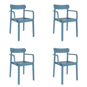 Set 4 silla  exterior de polipropileno en azul retro 56,1x5…