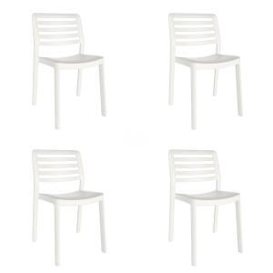 Set 4 silla exterior de polipropileno en blanco 50,4x54,6x7…