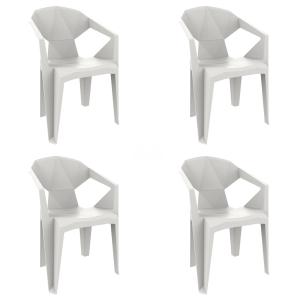 Set 4 silla  exterior de polipropileno en blanco 53,8x55x80…