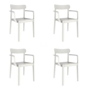 Set 4 silla  exterior de polipropileno en blanco 56,1x53,5x…