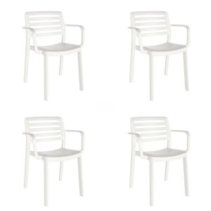 Set 4 silla  exterior de polipropileno en blanco 58,8x54,6x…