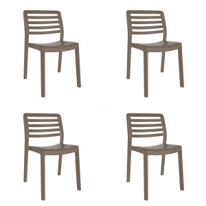 Set 4 silla exterior de polipropileno en chocolate 50,4x54,…