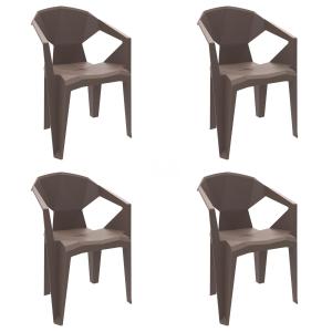 Set 4 silla  exterior de polipropileno en chocolate 53,8x55…