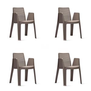 Set 4 silla  exterior de polipropileno en chocolate 57x54x7…