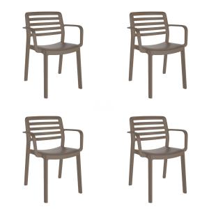 Set 4 silla  exterior de polipropileno en chocolate 58,8x54…