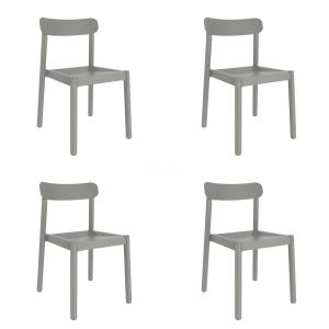 Set 4 silla exterior de polipropileno en gris verdoso 50x53…