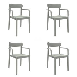 Set 4 silla  exterior de polipropileno en gris verdoso 56,1…