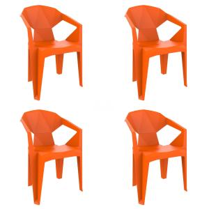 Set 4 silla  exterior de polipropileno en naranja 53,8x55x8…