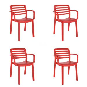 Set 4 silla  exterior de polipropileno en rojo 58,8x54,6x78…