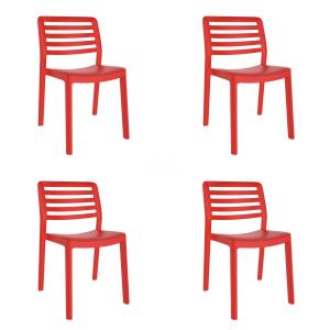 Set 4 silla interior y exterior de polipropileno en rojo 50…