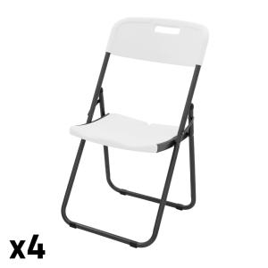 Set 4 sillas plegables de metal, aspecto blanco mate para e…